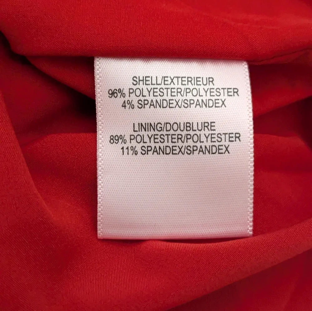 Badgley Mischka Red Knee Length Scuba Sheath Dress 3/4 Bell Sleeves Formal 0 - Picture 12 of 13